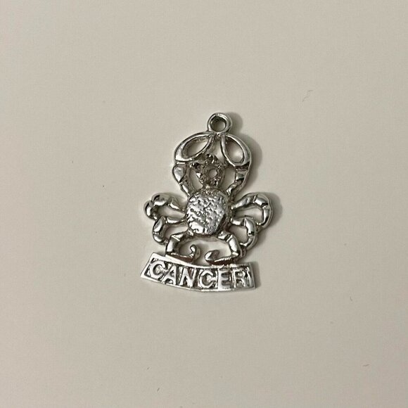 Vintage Cancer Sterling Silver Astrology Sign Charm Crab No Loop - Picture 2 of 7